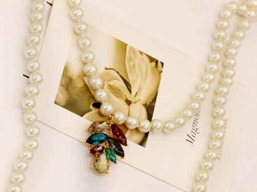 Grey Gun Cascading Strands Chains With Black Bead Ss Necklace