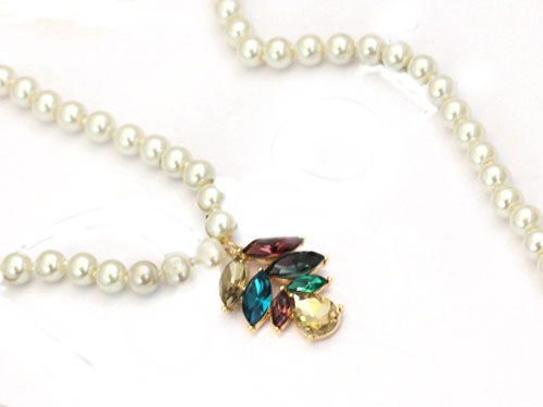 Grey Gun Cascading Strands Chains With Black Bead Ss Necklace