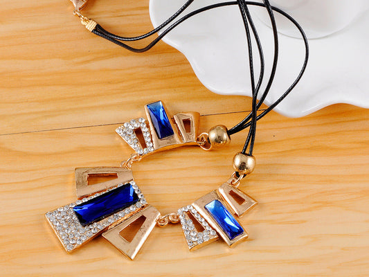 Sapphire Encrusted Geometric Shapes Necklace