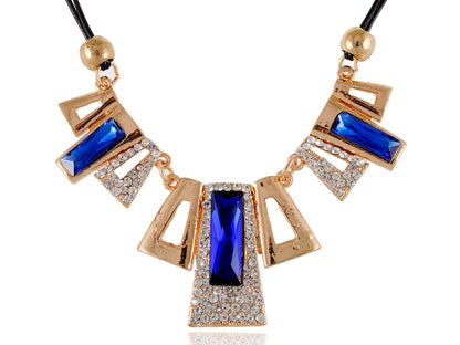 Sapphire Encrusted Geometric Shapes Necklace