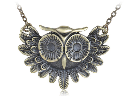 Antique Color Mr. Owl Bronze Pendant Necklace