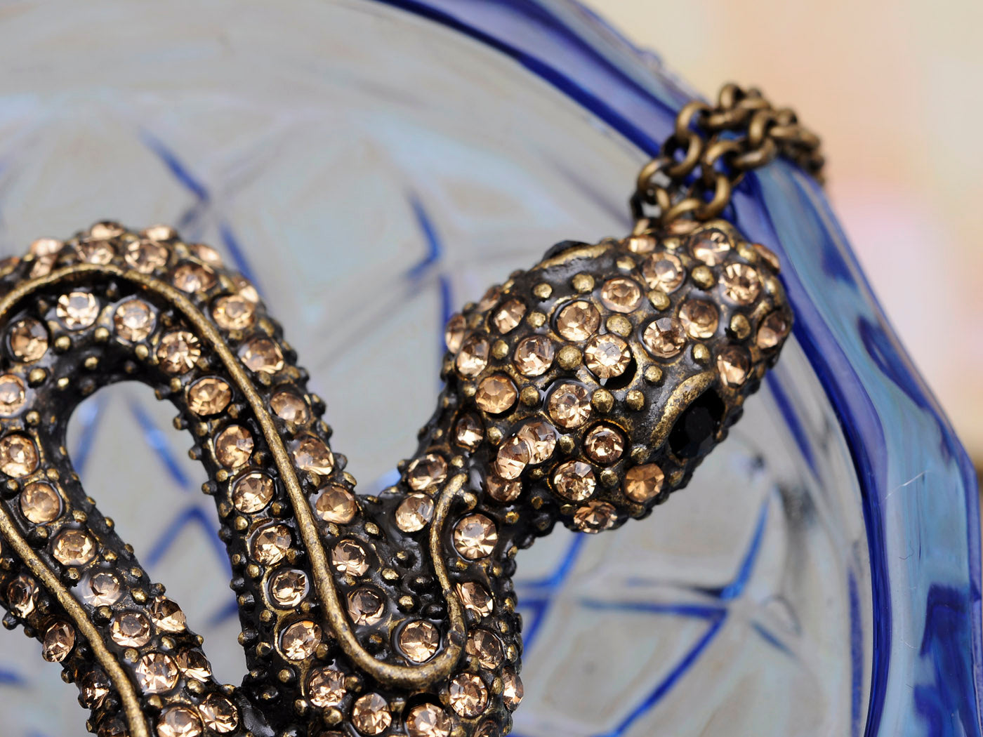 Smoky Topaz Snake Animal Reptile Pendant Necklace