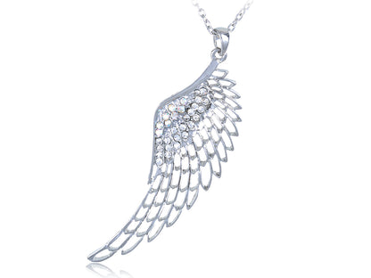 Czech Filigree Angel Bird Wing Fairy Pendant Necklace