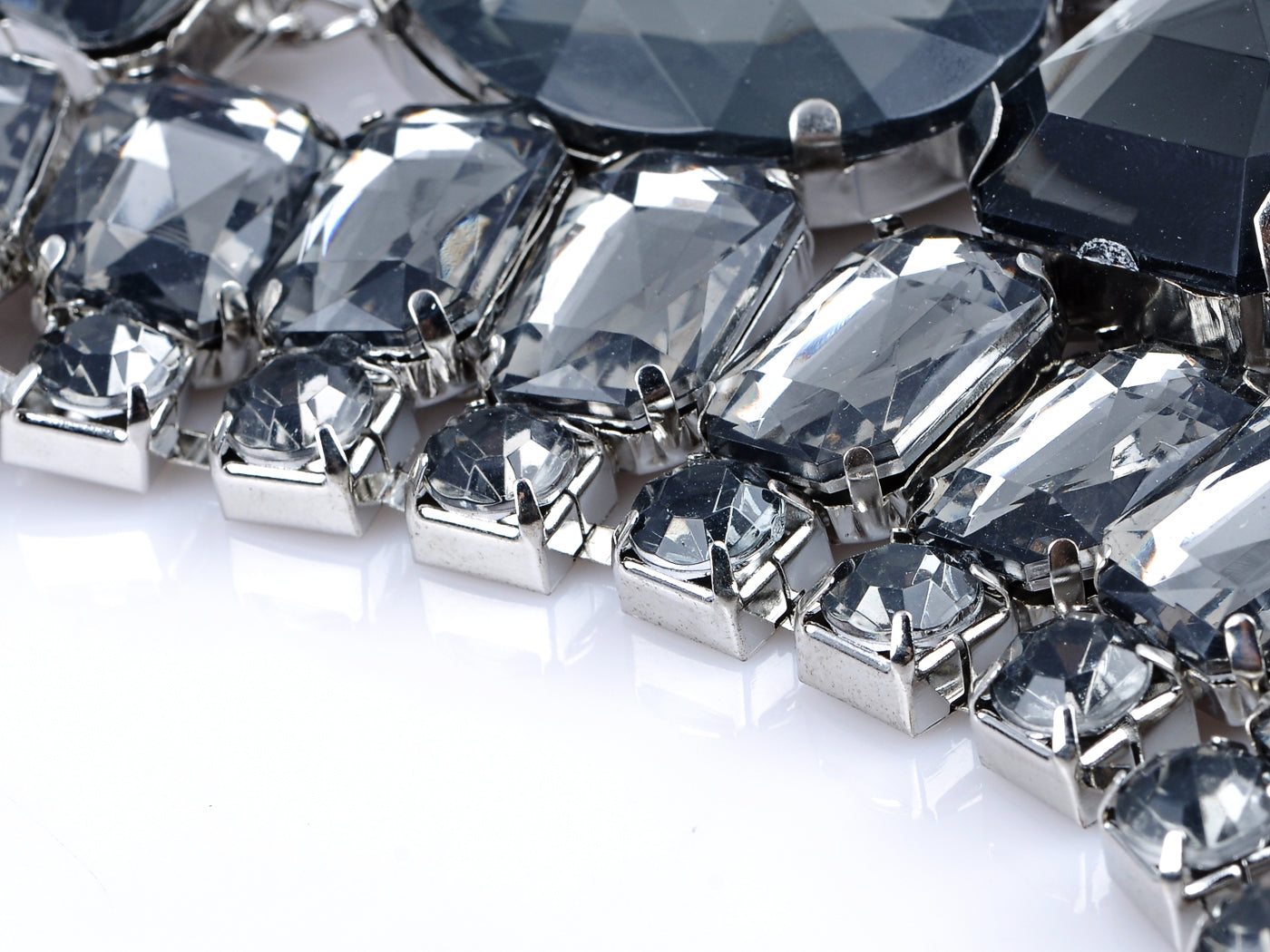 Geometric Clustered Faceted Gem Able Glammed Bib Necklace