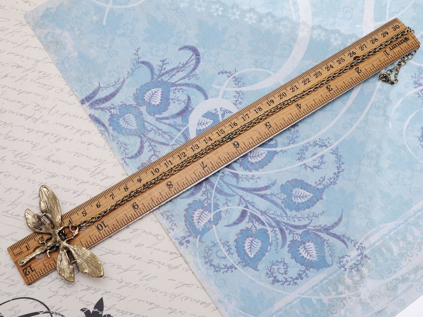 Rose Painted Enamel Bug Wing Dragonfly Pendant Necklace