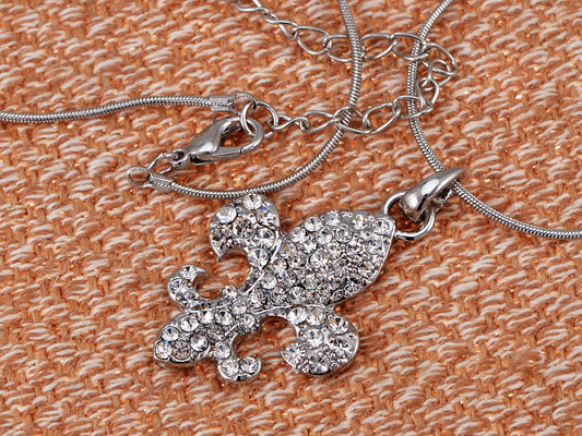 Iced Fleur De Lis Able Item Pendant Necklace