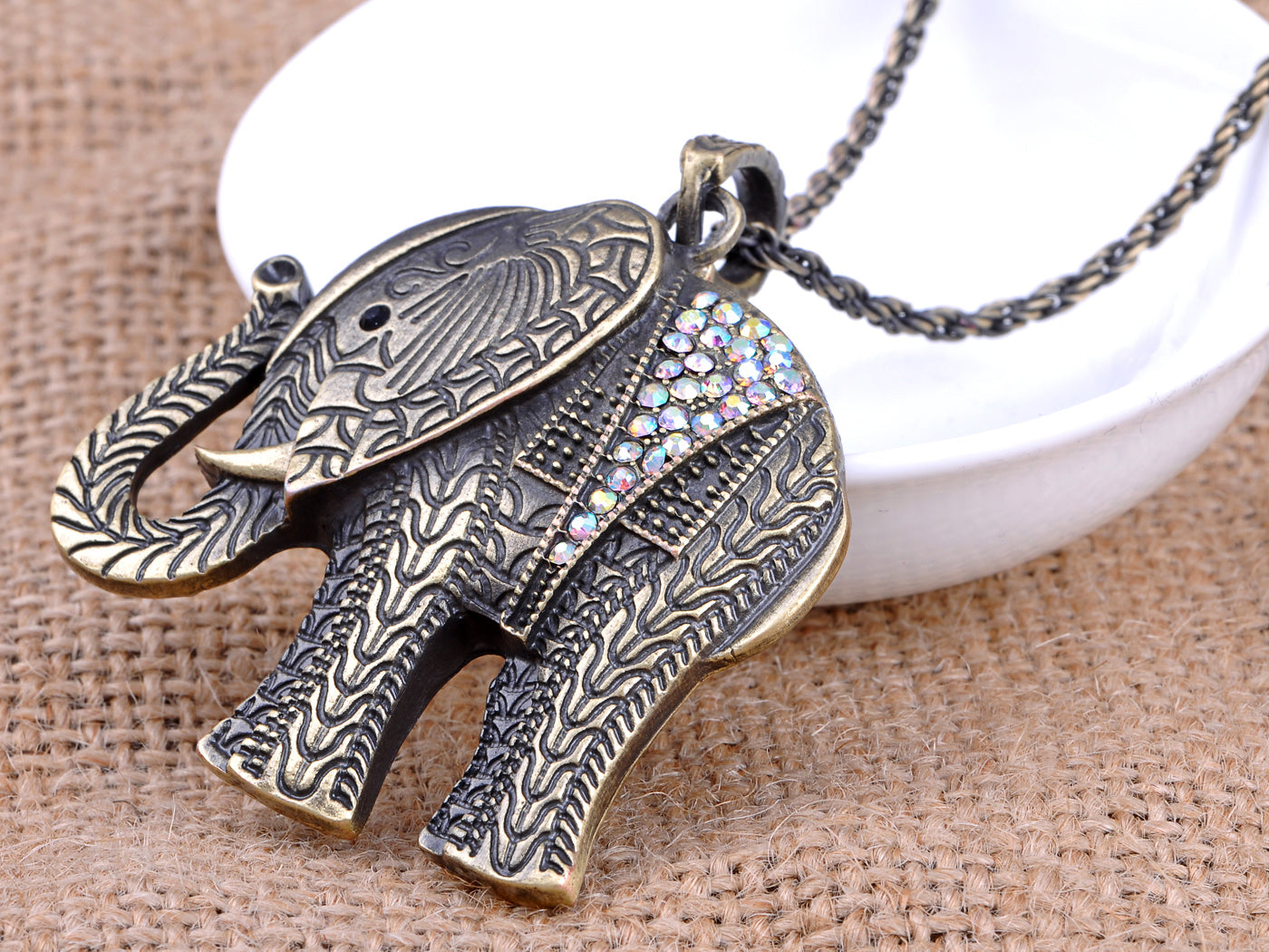Gun Antique Tribal Aztec Elephant Pendant Necklace