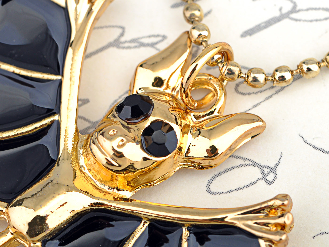 Sparkle Glitter Devil Batman Bat Goblin Evil Pendant Necklace