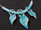 Turquoise Color Painted Enamel Vine Leaf Gypsy Blue Gems Pendant Necklace