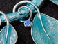 Turquoise Color Painted Enamel Vine Leaf Gypsy Blue Gems Pendant Necklace