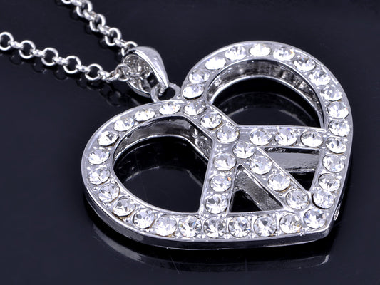 Retro Heart Love Peace Symbol Pendant Necklace