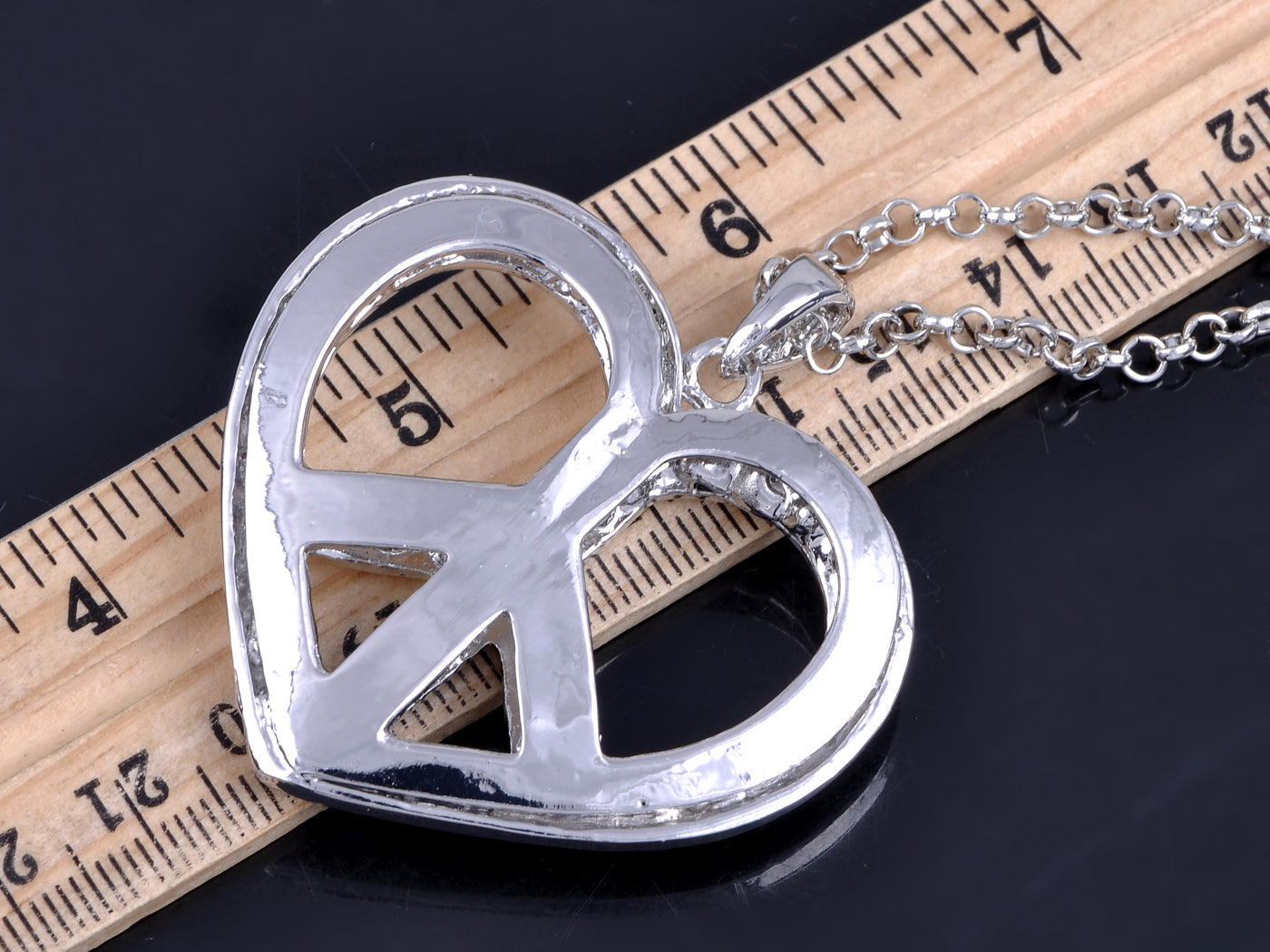 Retro Heart Love Peace Symbol Pendant Necklace