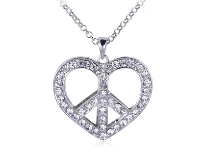 Retro Heart Love Peace Symbol Pendant Necklace