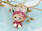 Hot Pink Bunny Girl Hooded Cat Kitty Face Rabbit Pendant Necklace