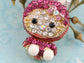 Hot Pink Bunny Girl Hooded Cat Kitty Face Rabbit Pendant Necklace