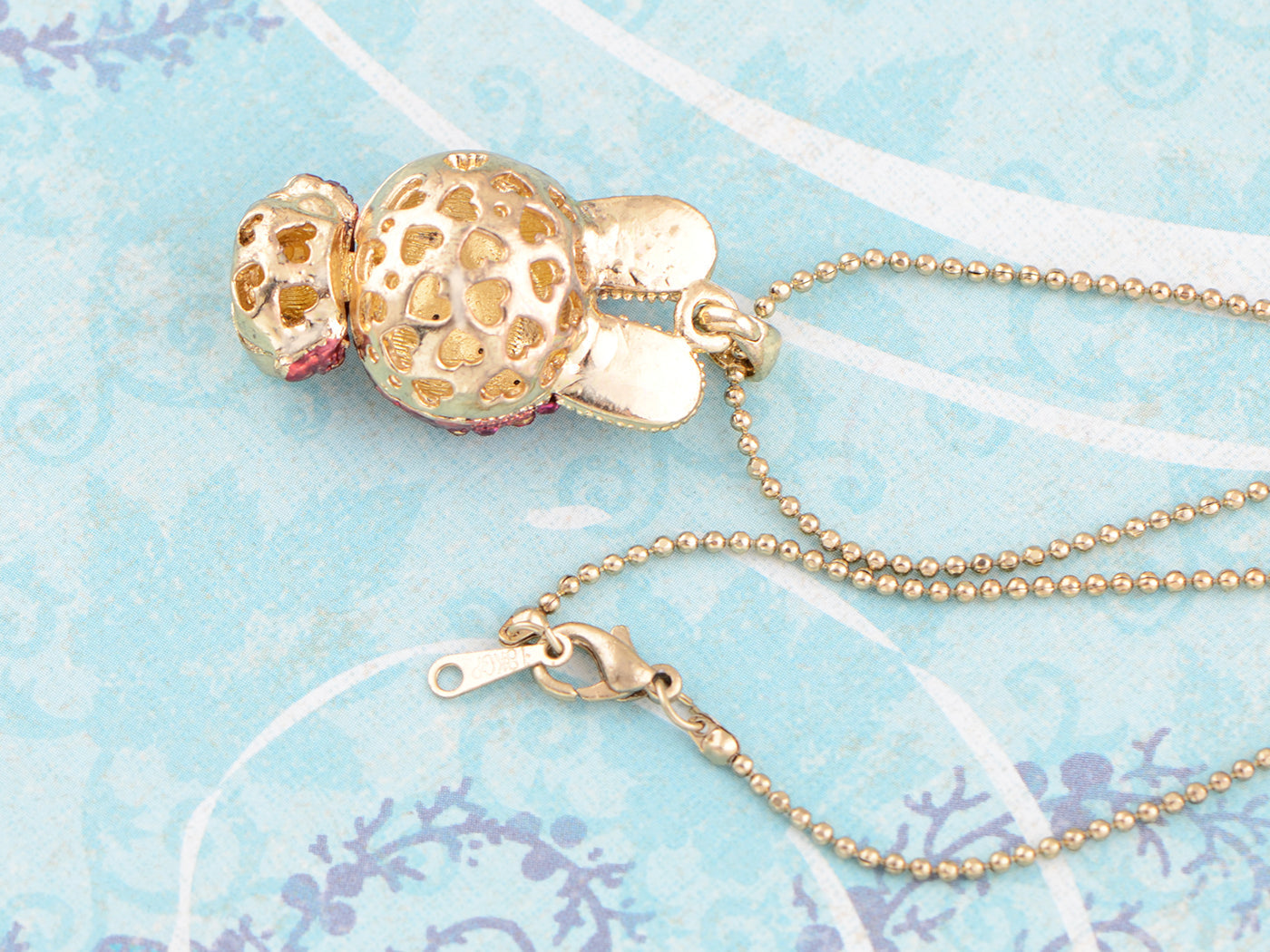 Hot Pink Bunny Girl Hooded Cat Kitty Face Rabbit Pendant Necklace