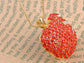 Red Bitten Apple Fruit Pendant Chain Necklace