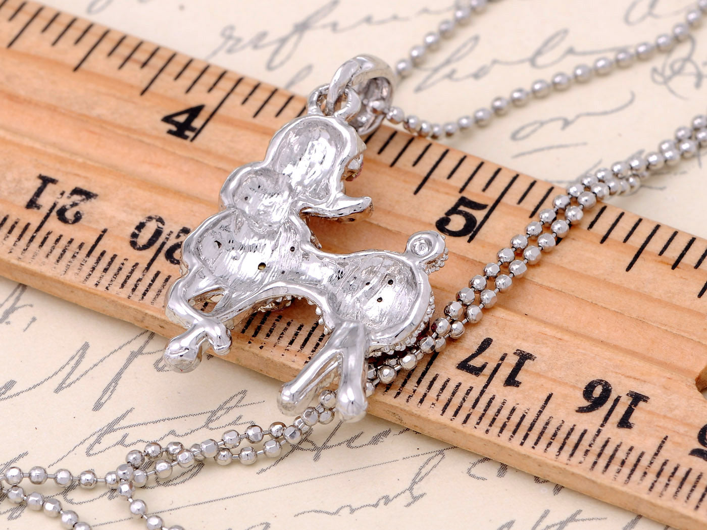 Light Peach Gemss Poodle Dog Pendant Necklace