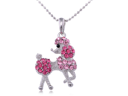 Light Peach Gemss Poodle Dog Pendant Necklace