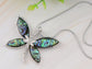 Abalone Colored Dragonfly Pendant Necklace