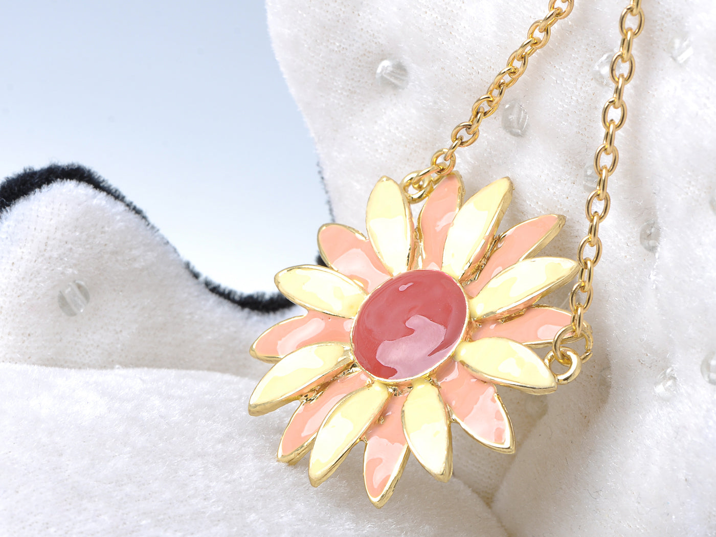 Multicolor Enamel Sunflower Floral Pendant Necklace