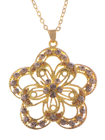 Topaz Quartz Floral Flower Festive Necklace Pendant