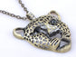 Antique Brass Black Jaguar Big Head Necklace Pendant