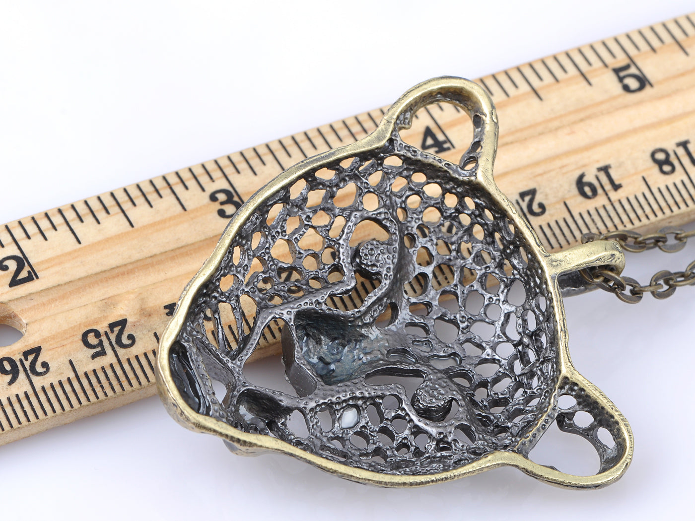 Antique Brass Black Jaguar Big Head Necklace Pendant