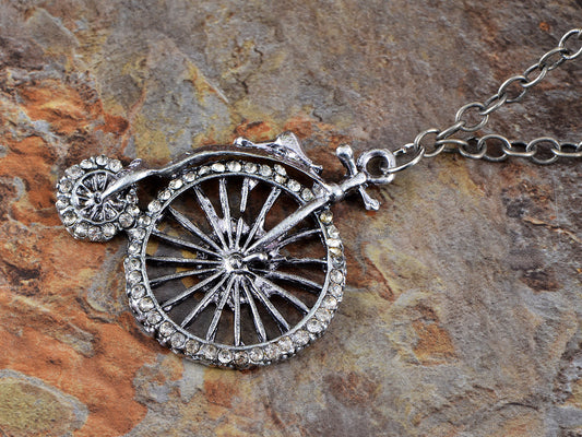 Big High Wheel Tricycle Bicycle Biker Pendant Necklace