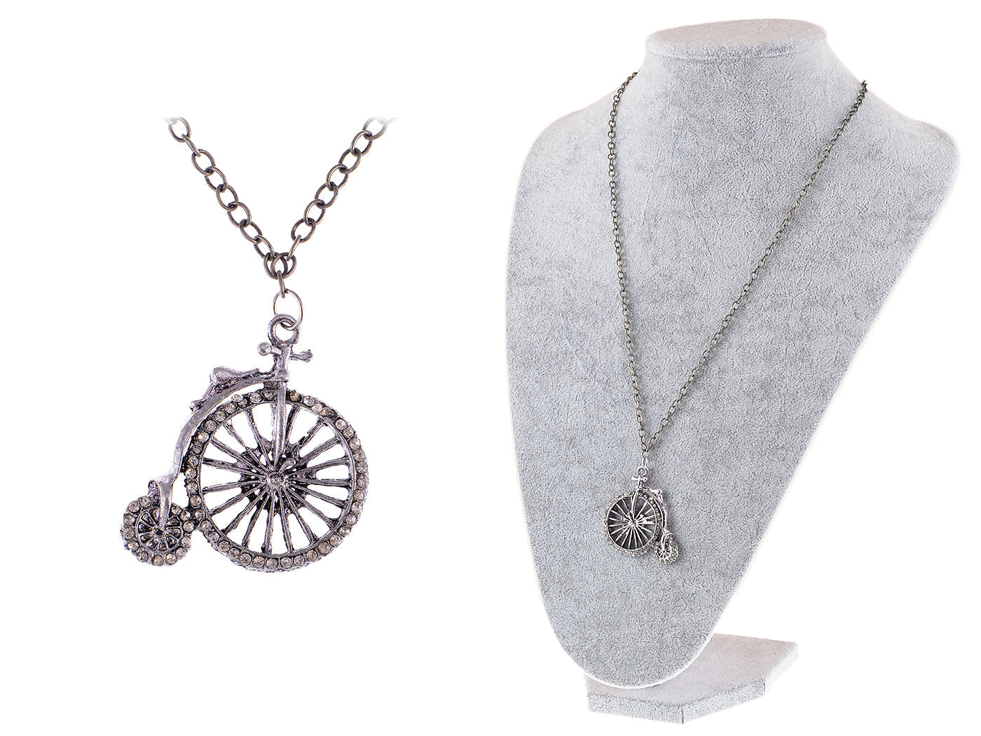 Big High Wheel Tricycle Bicycle Biker Pendant Necklace