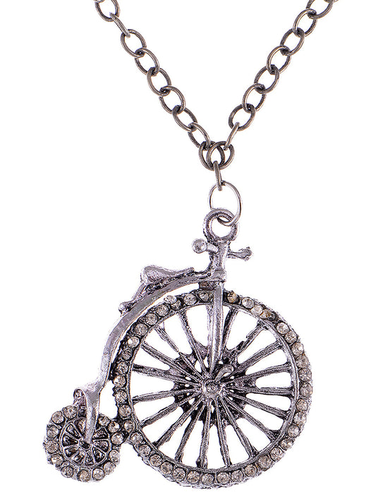 Big High Wheel Tricycle Bicycle Biker Pendant Necklace