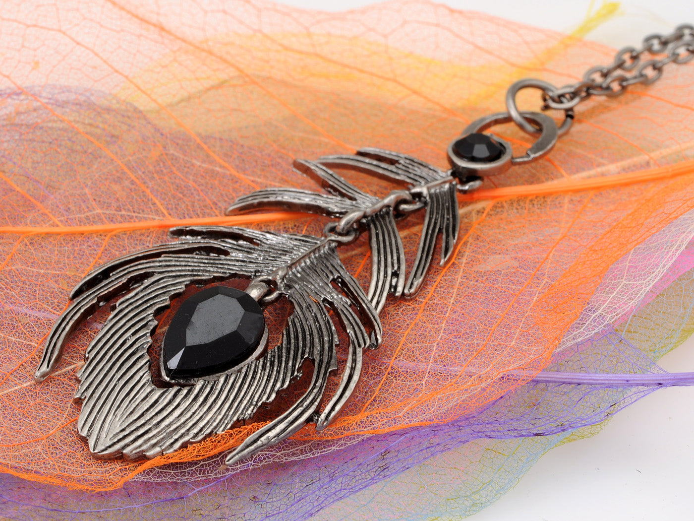 Peacock Bird Encrusted Necklace W Opalescent Ss