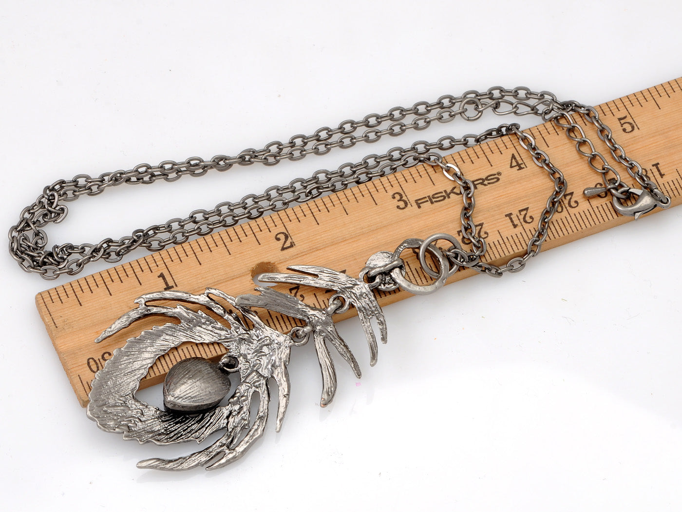 Peacock Bird Encrusted Necklace W Opalescent Ss