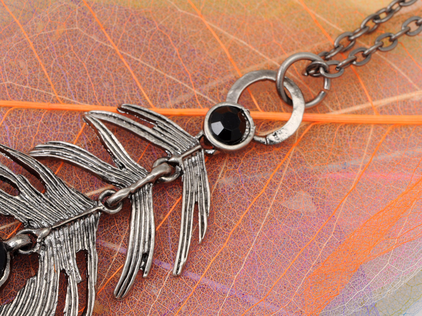 Peacock Bird Encrusted Necklace W Opalescent Ss