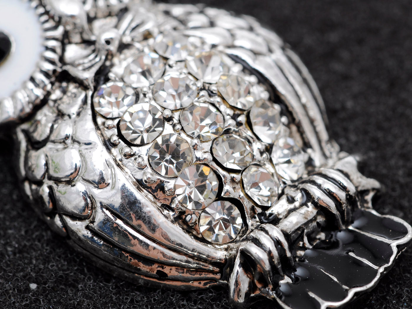 Enamel Wide Eyed Hooting Owl Pendant Necklace