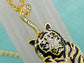 Black Enamel Stripe Tiger Pendant Necklace