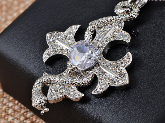 Cool Serpent Wrap Holy Celtic Cross Pendant Necklace