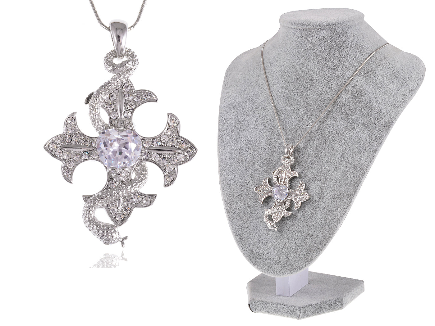 Cool Serpent Wrap Holy Celtic Cross Pendant Necklace