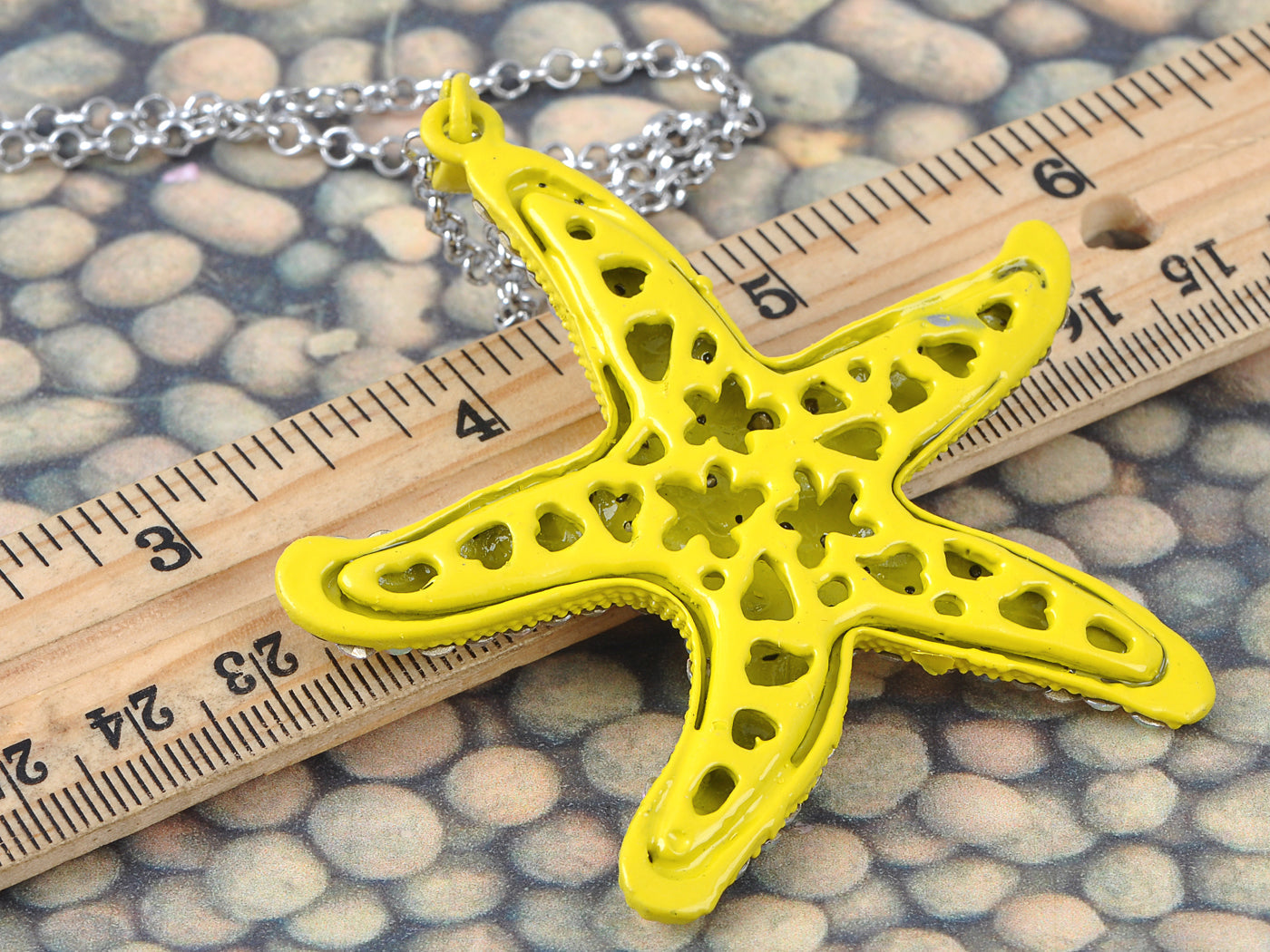 Neon Bright Mustard Yellow Starfish Pendant Necklace