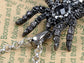 Hematite Czech Spider Pendant Necklace Black Purple Gun