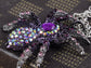 Hematite Czech Spider Pendant Necklace Black Purple Gun