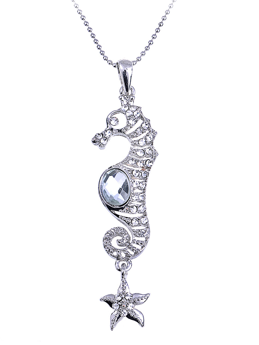 Nautical Seahorse Starfish Pendant Necklace