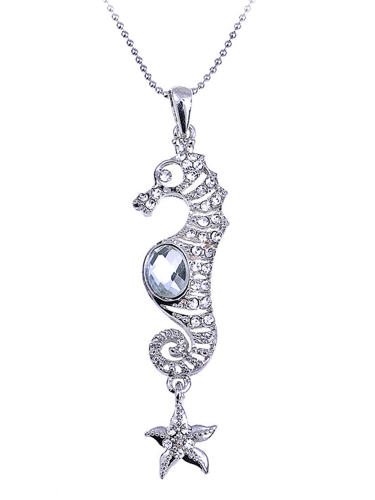 Nautical Seahorse Starfish Pendant Necklace