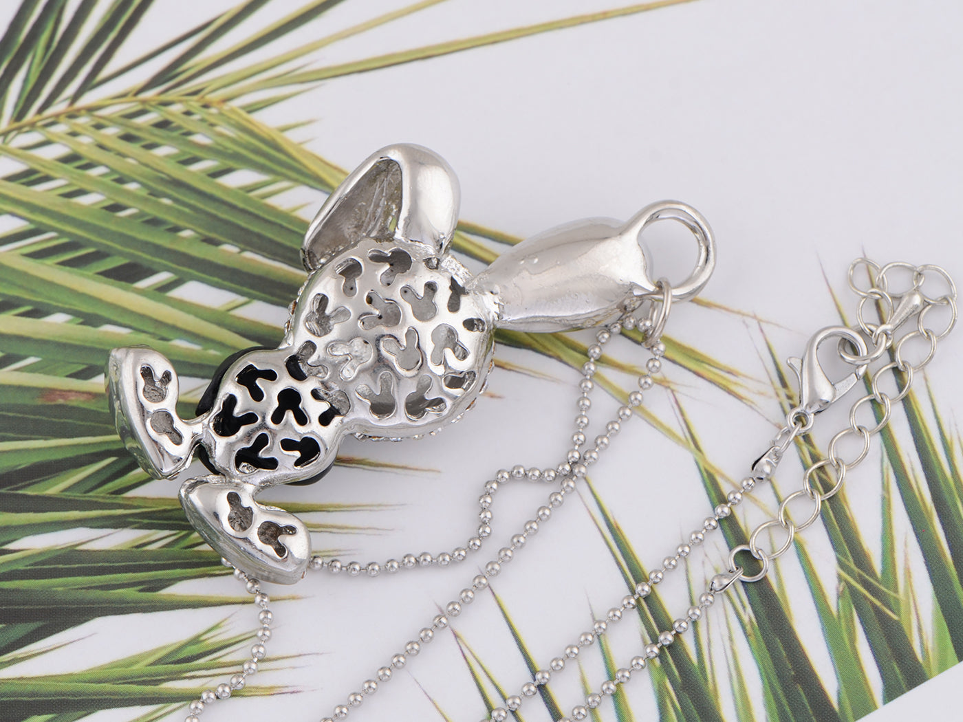 Ninja Enamel White Ear Bunny Rabbit Pendant Necklace