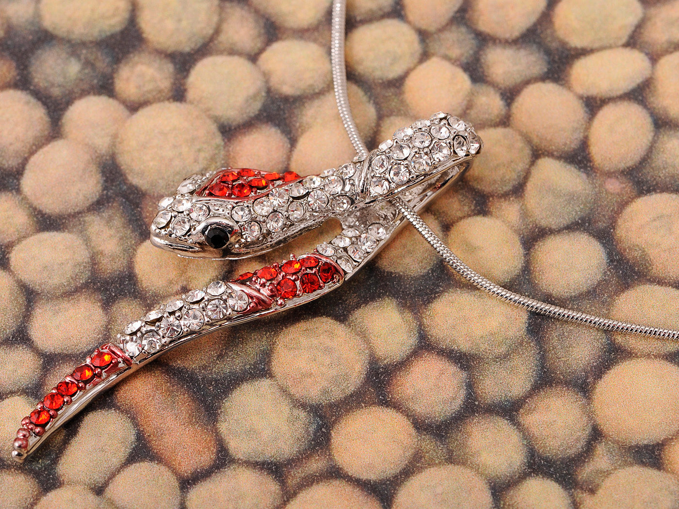 Ruby Snake Serpent Hanging Pendant Necklace