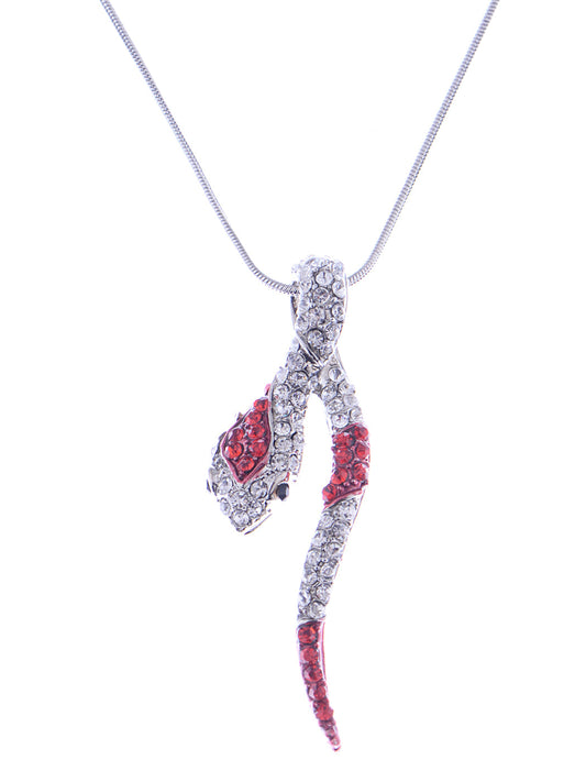 Ruby Snake Serpent Hanging Pendant Necklace