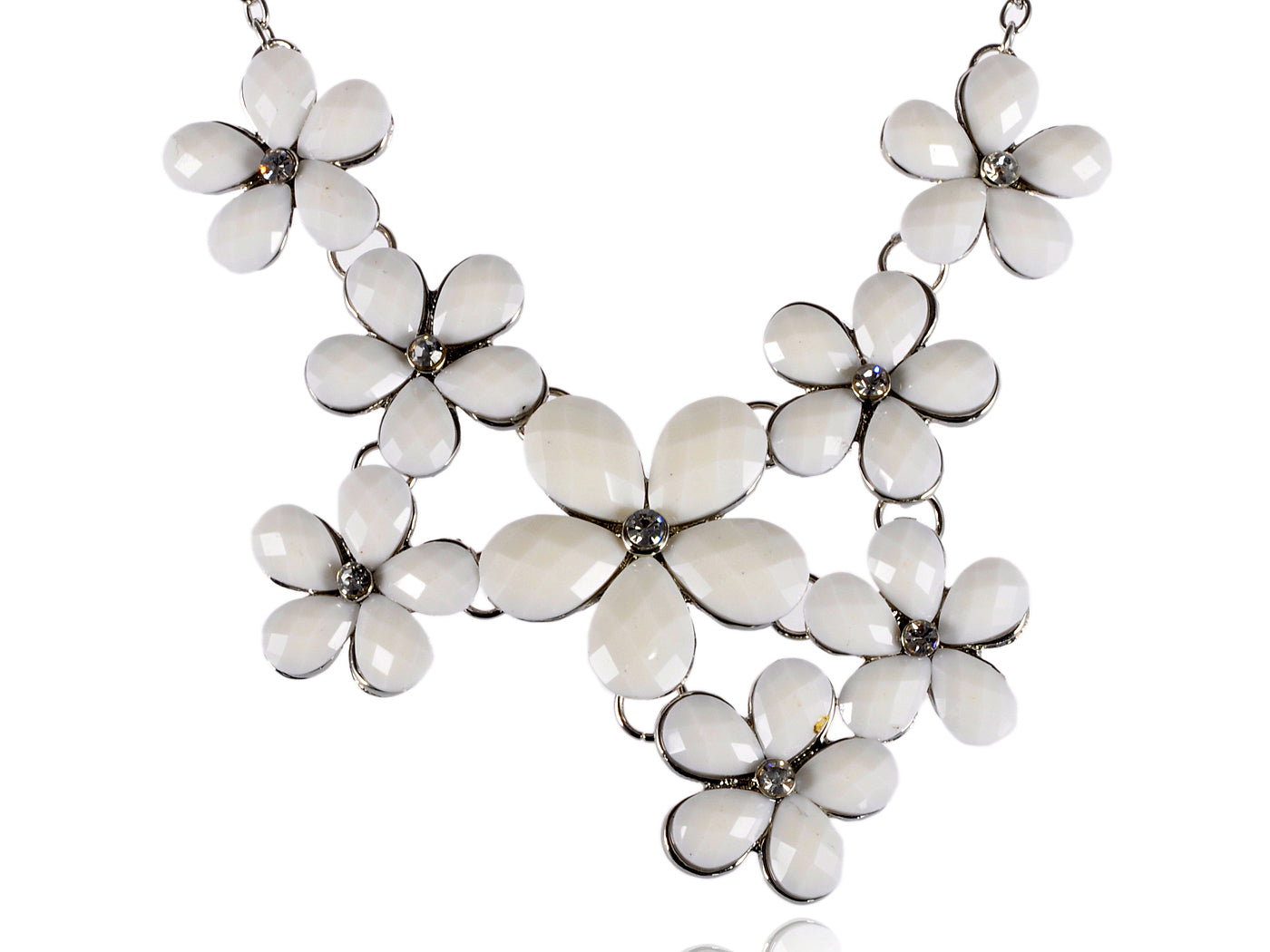 Wedding Spring Cream Color White Flower Bib Statement Necklace