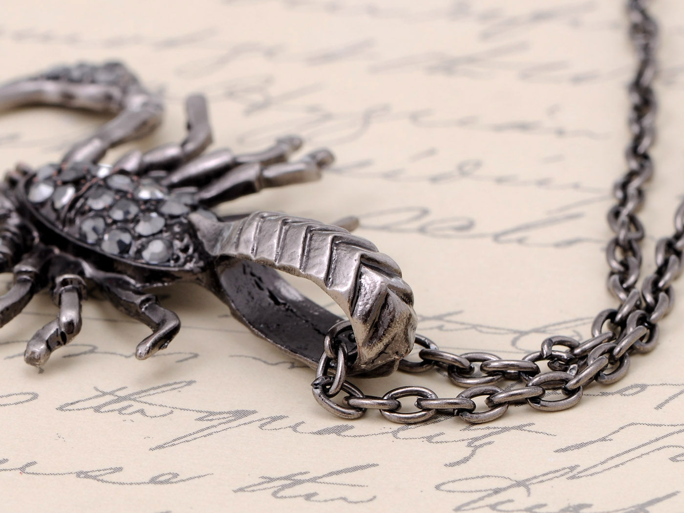 Antique Grey Scorpio Scorpion Pendant Necklace