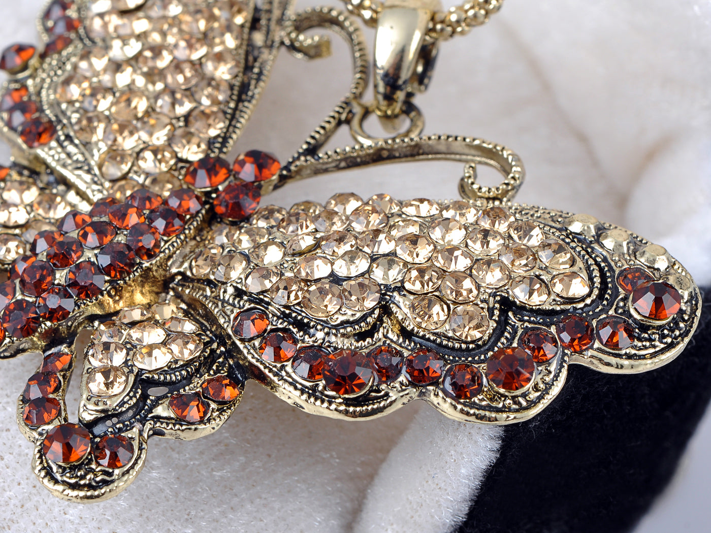 Victorian Topaz Orange Butterfly Pendant Necklace