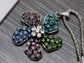 Pastel Color Petals Filigree Petunia Flower Floral Pendant Necklace